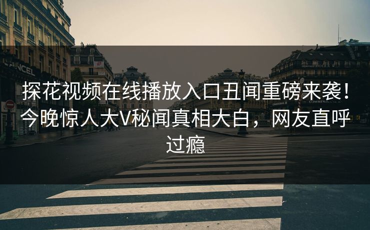 探花视频在线播放入口丑闻重磅来袭！今晚惊人大V秘闻真相大白，网友直呼过瘾