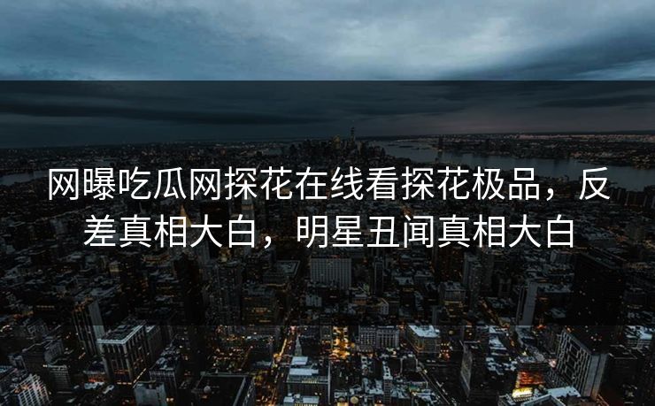 网曝吃瓜网探花在线看探花极品，反差真相大白，明星丑闻真相大白