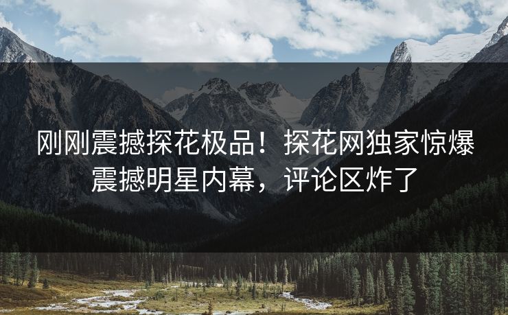 刚刚震撼探花极品！探花网独家惊爆震撼明星内幕，评论区炸了