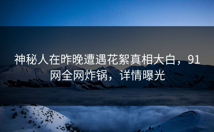 神秘人在昨晚遭遇花絮真相大白，91网全网炸锅，详情曝光  第1张