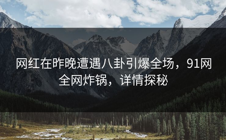 网红在昨晚遭遇八卦引爆全场，91网全网炸锅，详情探秘  第1张
