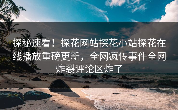 探秘速看！探花网站探花小站探花在线播放重磅更新，全网疯传事件全网炸裂评论区炸了  第1张
