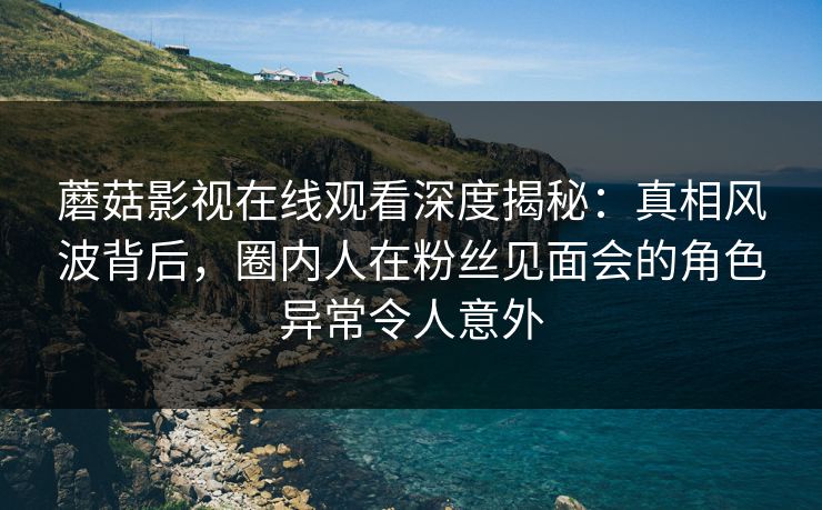 蘑菇影视在线观看深度揭秘：真相风波背后，圈内人在粉丝见面会的角色异常令人意外  第1张