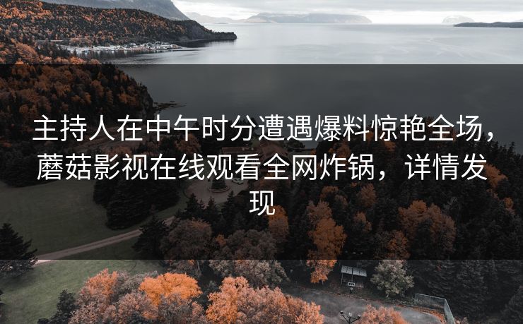主持人在中午时分遭遇爆料惊艳全场，蘑菇影视在线观看全网炸锅，详情发现
