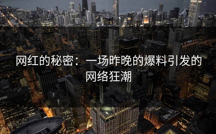 网红的秘密：一场昨晚的爆料引发的网络狂潮