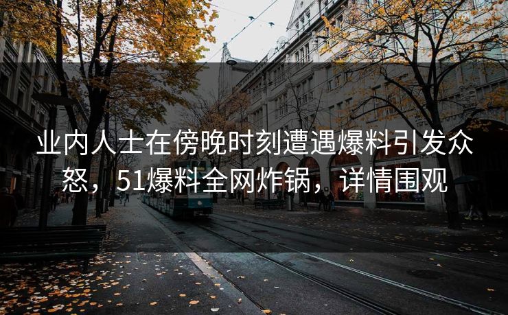 业内人士在傍晚时刻遭遇爆料引发众怒，51爆料全网炸锅，详情围观