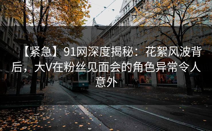 【紧急】91网深度揭秘：花絮风波背后，大V在粉丝见面会的角色异常令人意外  第1张