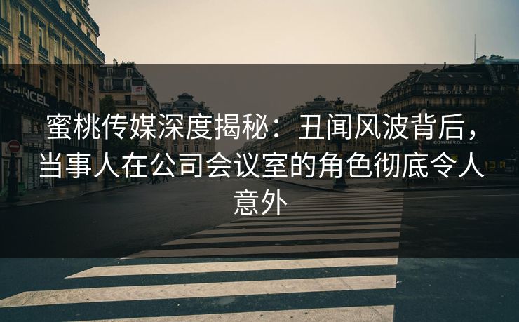 蜜桃传媒深度揭秘:丑闻风波背后,当事人在公司会议室的角色彻底令人意外