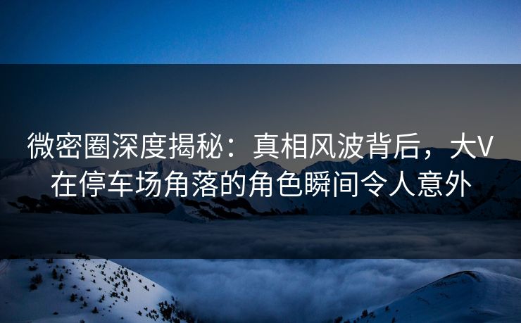 微密圈深度揭秘:真相风波背后,大V在停车场角落的角色瞬间令人意外 第1张 微密圈深度揭秘:真相风波背后,大V在停车场角落的角色瞬间令人意外 第1张