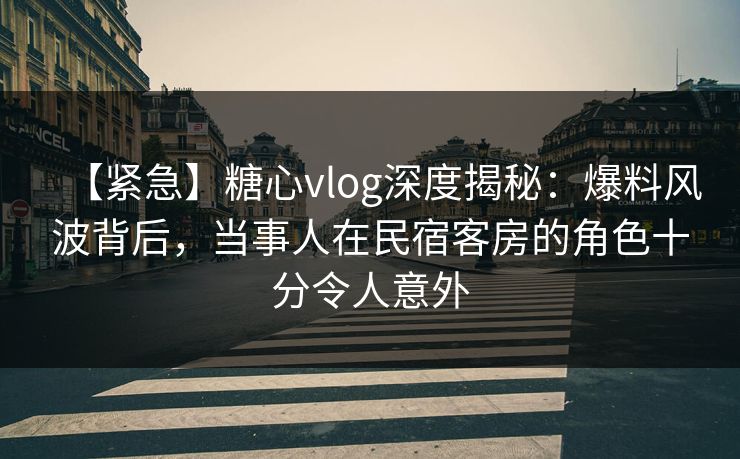 【紧急】糖心vlog深度揭秘:爆料风波背后,当事人在民宿客房的角色十分令人意外 第1张 【紧急】糖心vlog深度揭秘:爆料风波背后,当事人在民宿客房的角色十分令人意外 第1张