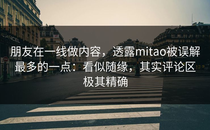 朋友在一线做内容,透露mitao被误解最多的一点:看似随缘,其实评论区极其精确 第1张 朋友在一线做内容,透露mitao被误解最多的一点:看似随缘,其实评论区极其精确 第1张